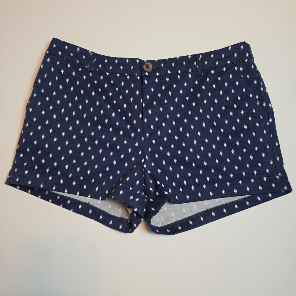 SEARS Diamond Ikat Print Chino Shorts Navy Blue White Size 10